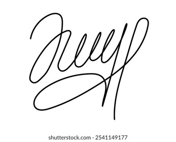 Muestra de autógrafo manuscrita falsa. Dibujado a mano aislado Fictional Signature. Firma de certificado, contrato, formularios de negocio, documentos digitales, diseño de marca. Ilustración vectorial