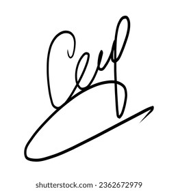 Fake handwritten signature isolated on white background