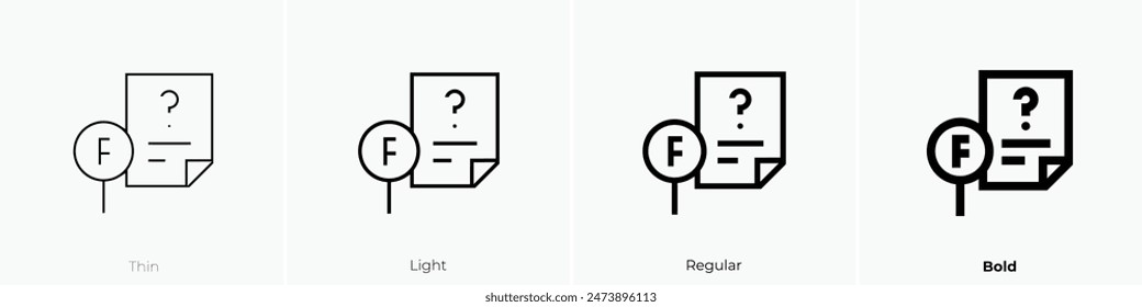 fake icon. Thin, Light Regular And Bold style design isolated on white background