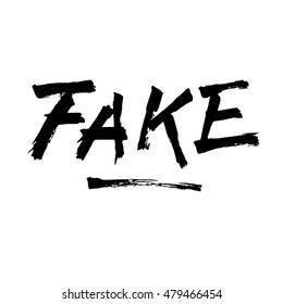 Fake, ink hand lettering. Modern brush calligraphy. Handwritten phrase. 