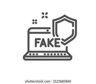 Icono de línea de Internet falsa. Signo de propaganda web. Símbolo de la verdad equivocado. Elemento de diseño de calidad. Icono de Internet falso de estilo lineal. Trazo editable. Vector