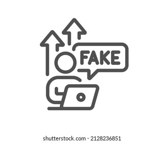 Fake internet line icon. Web propaganda sign. Wrong truth symbol. Quality design element. Linear style fake internet icon. Editable stroke. Vector