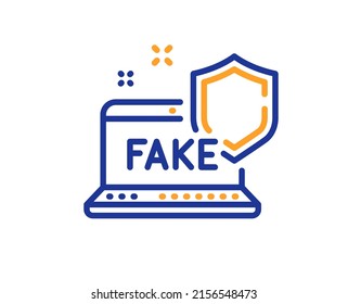 Fake internet line icon. Web propaganda sign. Wrong truth symbol. Colorful thin line outline concept. Linear style fake internet icon. Editable stroke. Vector