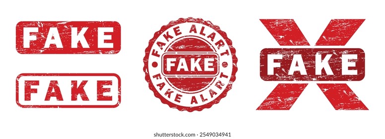 Sello de textura grunge de conjunto de etiquetas FALSO