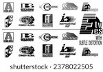fake logo collection. initial logo set in alphabetical order. retro nostalgia logo designs vector.