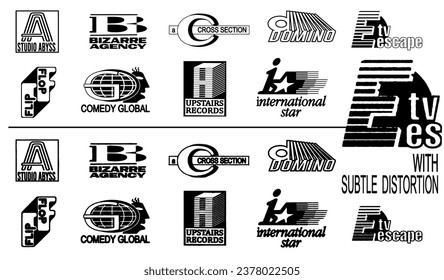 fake logo collection. initial logo set in alphabetical order. retro nostalgia logo designs vector.