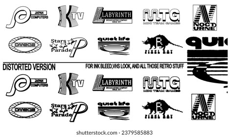 fake logo collection. initial logo set in alphabetical order. retro nostalgia logo designs vector.