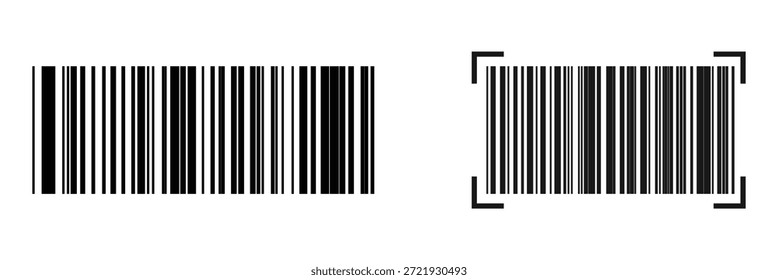 Fake long line barcode icon design. Bar code and barcode icons set. Payment and identification. Simple digital scanning. Scan barcode and scan bar code icons collection