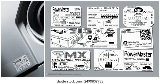 Etiquetas de certificación falsas. colección de calcomanías de superficie dura