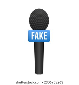 Fake microphone news icon. Fake microphone news vector icon for web design. Fake business and technology news. Breaking fake news for TV data. Digital design concept. Vector illustration