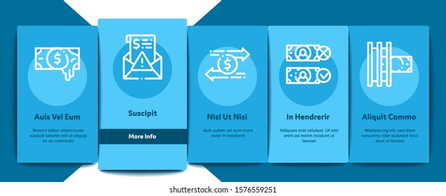 Fake Money Onboarding Mobile App Page Screen. Bandit Silhouette And Pencil, Printing And Laundering Money Dollar Concept Illustrations