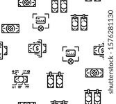 Fake Money Seamless Pattern Vector Thin Line. Illustrations