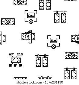 Fake Money Seamless Pattern Vector Thin Line. Illustrations