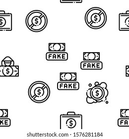 Fake Money Seamless Pattern Vector Thin Line. Illustrations
