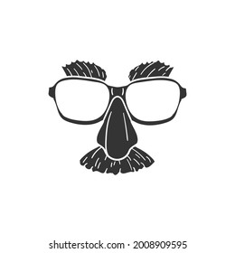 Fake Moustache Icon Silhouette Illustration. Comedy Vector Graphic Pictogram Symbol Clip Art. Doodle Sketch Black Sign.