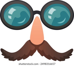 Fake moustaches and glasses. Spy accessory cartoon icon isolated on white background