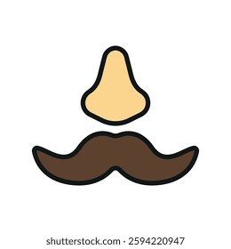 Fake mustache icon represents classic disguise humor, perfect for April Fool's Day designs, prank-themed content, comedy events, and playful illustrations.