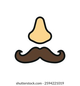 Fake mustache icon represents classic disguise humor, perfect for April Fool's Day designs, prank-themed content, comedy events, and playful illustrations.