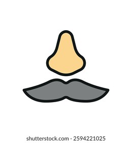 Fake mustache icon represents classic disguise humor, perfect for April Fool's Day designs, prank-themed content, comedy events, and playful illustrations.