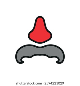 Fake mustache icon represents classic disguise humor, perfect for April Fool's Day designs, prank-themed content, comedy events, and playful illustrations.