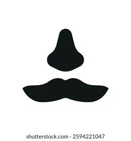 Fake mustache icon represents classic disguise humor, perfect for April Fool's Day designs, prank-themed content, comedy events, and playful illustrations.