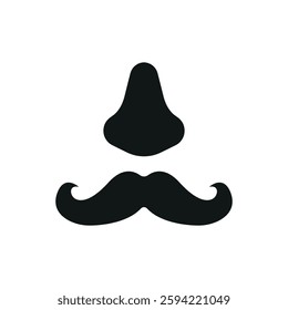 Fake mustache icon represents classic disguise humor, perfect for April Fool's Day designs, prank-themed content, comedy events, and playful illustrations.