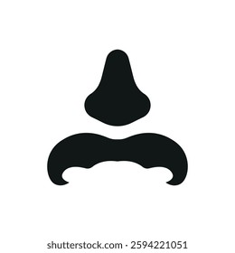 Fake mustache icon represents classic disguise humor, perfect for April Fool's Day designs, prank-themed content, comedy events, and playful illustrations.