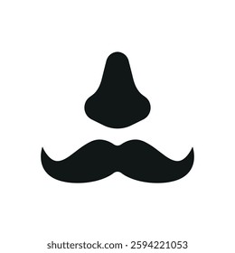 Fake mustache icon represents classic disguise humor, perfect for April Fool's Day designs, prank-themed content, comedy events, and playful illustrations.