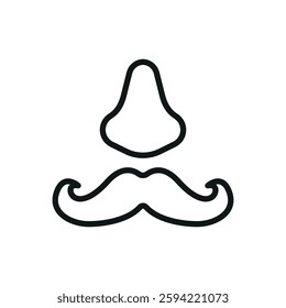 Fake mustache icon represents classic disguise humor, perfect for April Fool's Day designs, prank-themed content, comedy events, and playful illustrations.