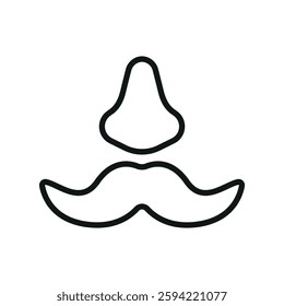 Fake mustache icon represents classic disguise humor, perfect for April Fool's Day designs, prank-themed content, comedy events, and playful illustrations.