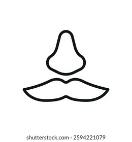 Fake mustache icon represents classic disguise humor, perfect for April Fool's Day designs, prank-themed content, comedy events, and playful illustrations.