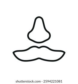 Fake mustache icon represents classic disguise humor, perfect for April Fool's Day designs, prank-themed content, comedy events, and playful illustrations.