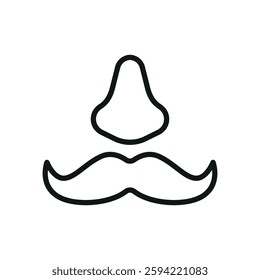 Fake mustache icon represents classic disguise humor, perfect for April Fool's Day designs, prank-themed content, comedy events, and playful illustrations.