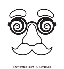 fake mustache nose and glasses mask icon cartoon isolated black and white vector illustration graphic design