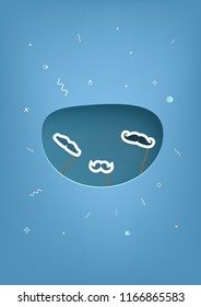 Fake Mustaches set.  Collection of face mask of moustaches  stickers. Vector illustration.