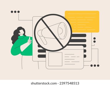 Fake news abstract concept vector illustration. Fake data, junk news content, disinformation in media, spreading rumors, yellow press, incriminating evidence, lie on television abstract metaphor.