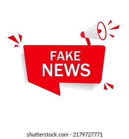 Fake news banner with megaphone. Vector illustration on white background.