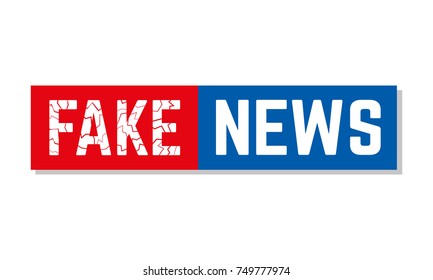 Fake News Button in Red and Blue with Shadow
