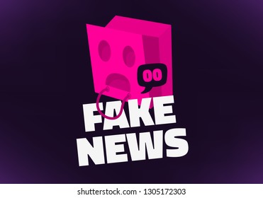 Fake News Conceptual Design Concept With Inverted Pink Paper Shopping Bag With Holes For Eyes And Mouth Over The Head Vector Media.