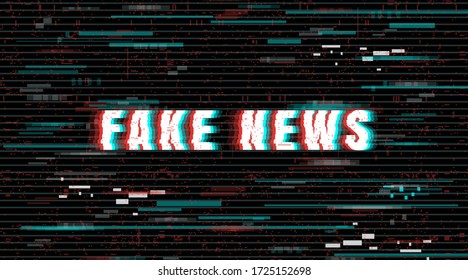Fake News in a distorted glitch style.  Vector illustration.