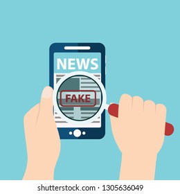 fake news or fact scanning with magnifying glass vector illustration - Vector illustration