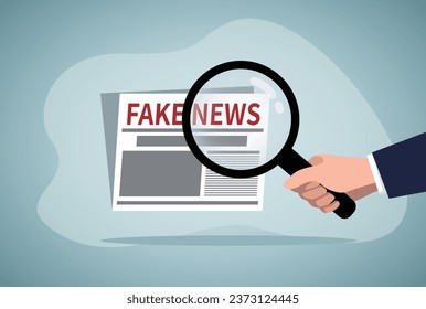 Fake news or fact scanning with magnifying glass vector illustration