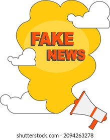 Fake news. False news banner icon with loudspeaker isolated on white background. Vector illustration. Vector.