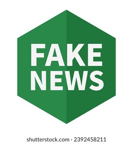 Fake News in grüner Hexagonal-Form für Informationszeichen
