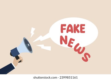 FAKE NEWS, hoax news, wrong news announcement, inaccurate information, wrong announcement concept, businessman announcing fake news.