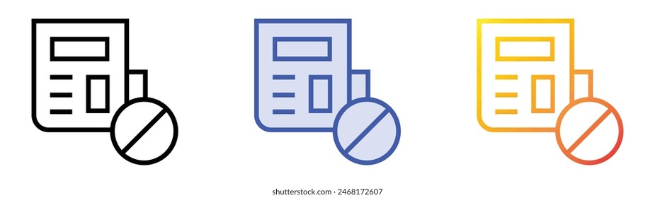 fake news icon. Linear, Blue Fill and Gradient Style Design Isolated On White Background