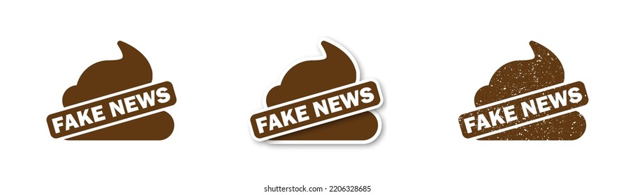 Fake News Icon. Shit Icon With Lettering. Wrong Truth Symbol. Flat Vector Illustration.