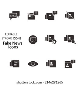 Fake News icons set . Fake News symbol vector elements for infographic web