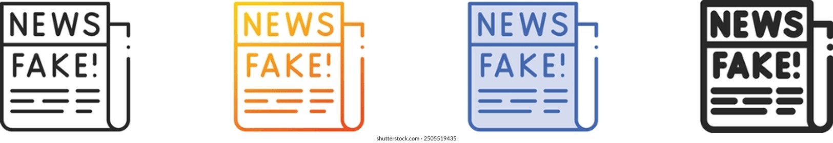 fake news icon.Thin Linear, Gradient, Blue Stroke and bold Style Design Isolated On White Background