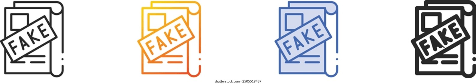 fake news icon.Thin Linear, Gradient, Blue Stroke and bold Style Design Isolated On White Background